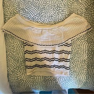 Lucy Paris (purchased on Revolve) Striped Off Should Ruffle Cropped Top
